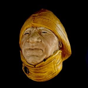 Vintage “-boatman ” chalk-ware hand painted 3D head wall plaque